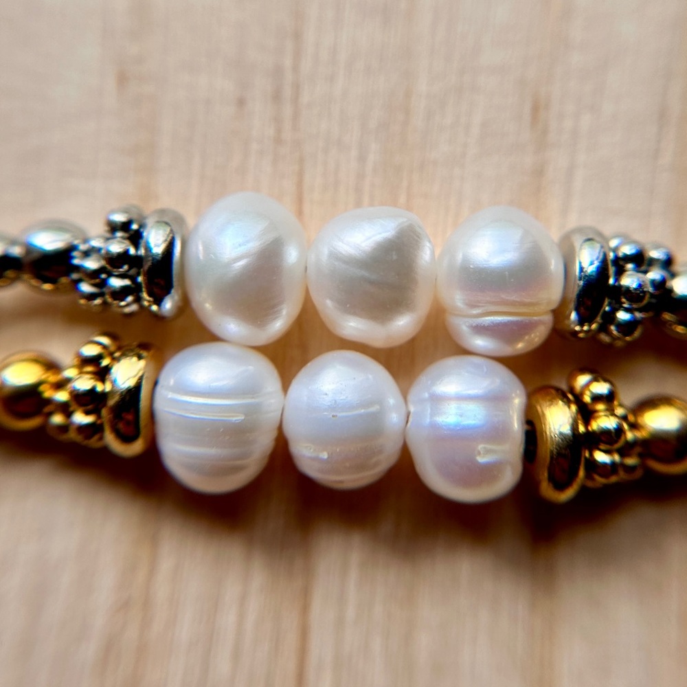 Delicate Pearl Gem Beaded Crystal Layer Necklaces - Purple Green Pearl Options